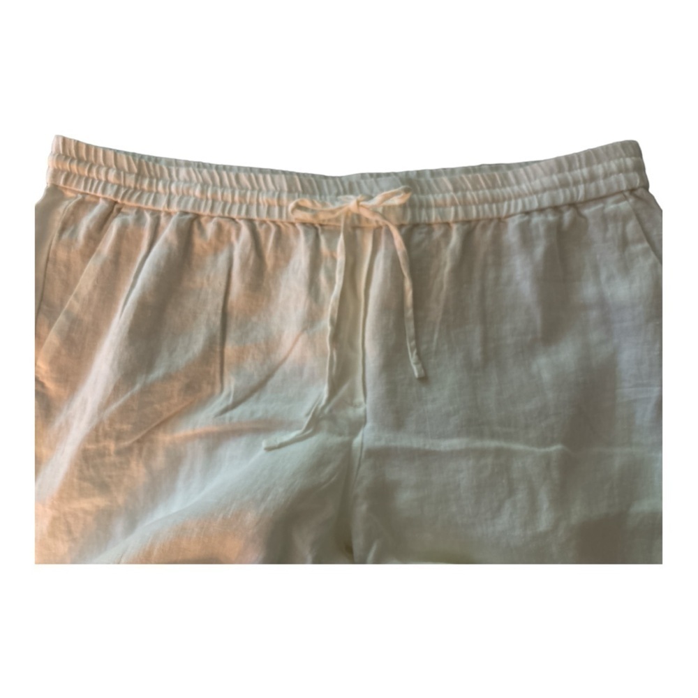 TALBOTS linen pants, size 16, white, pull-on with elastic waist. Coastal Beach . - Picture 5 of 5